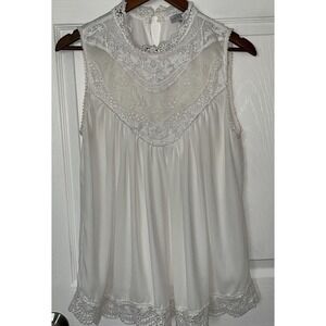 Dip of Darling Lace Sheer Sleeveless Blouse Size Large